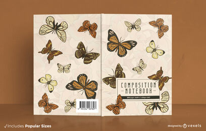 Vintage butterflies notebook cover design
