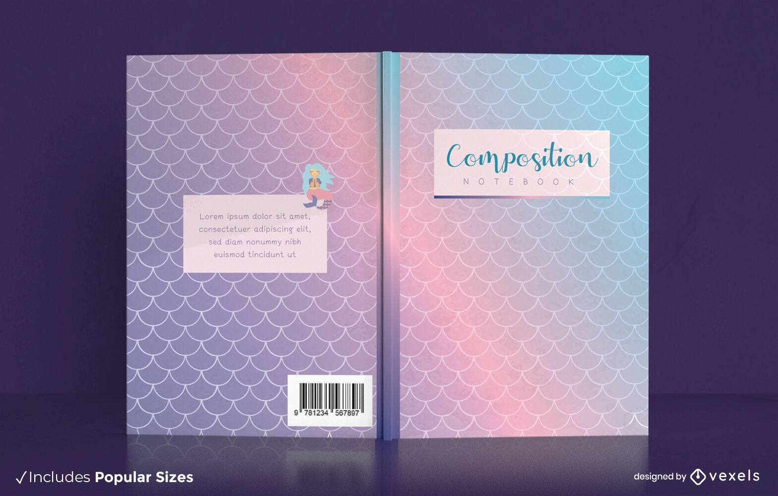 Mermaid tail holographic book cover design