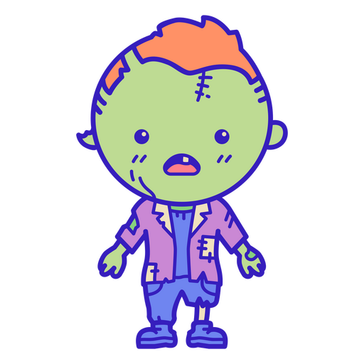Zombie cute cartoon character PNG Design