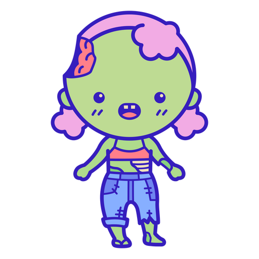 Zombie cute young girl PNG Design
