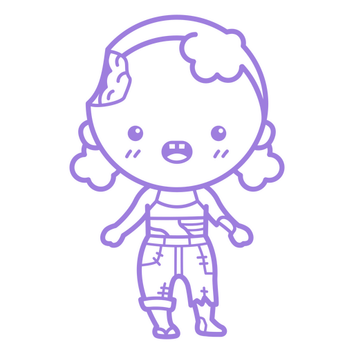 Niedliche Zombie-Mädchen-Zeichentrickfigur PNG-Design