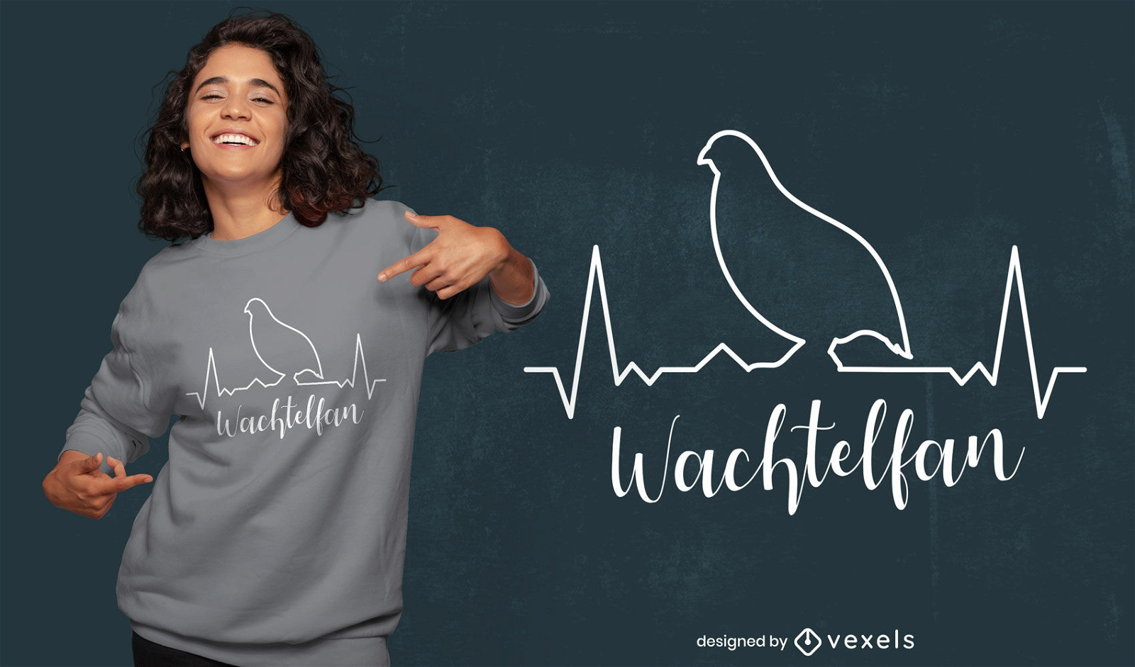 Wachtelvogel-Herzschlag-T-Shirt-Design