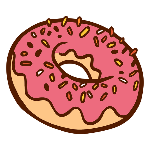 Pink donut detailed icon PNG Design