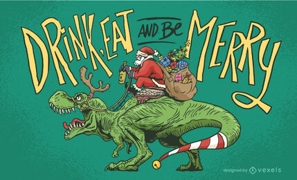 Weihnachtsmann-Weihnachtsdinosaurierillustration