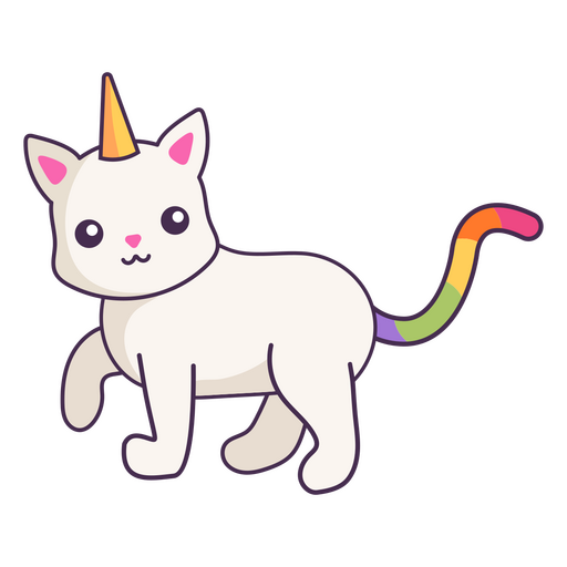 Cute unicorn cat cartoon PNG Design
