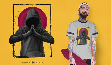 Man praying in a hood realistic t-shirt design