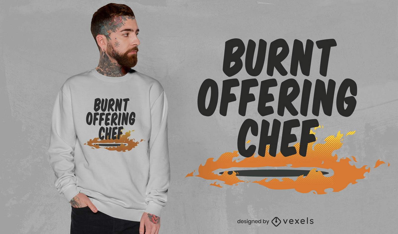 Diseño de camiseta con cita de chef de oferta quemada.