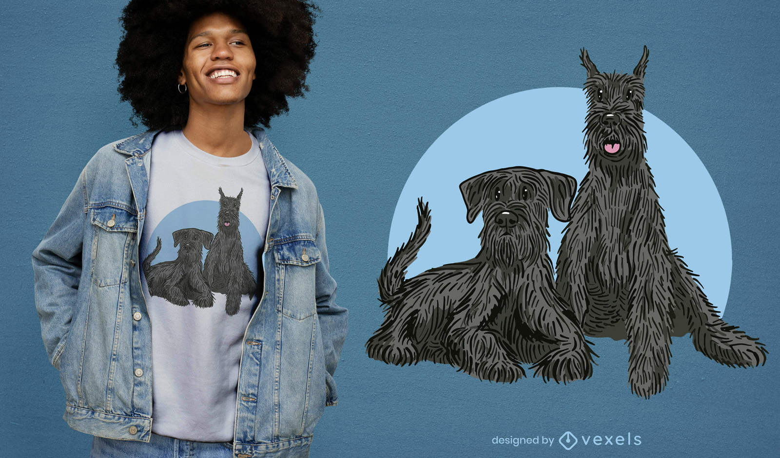 Desenho de t-shirt com ilustração de cães Schnauzer