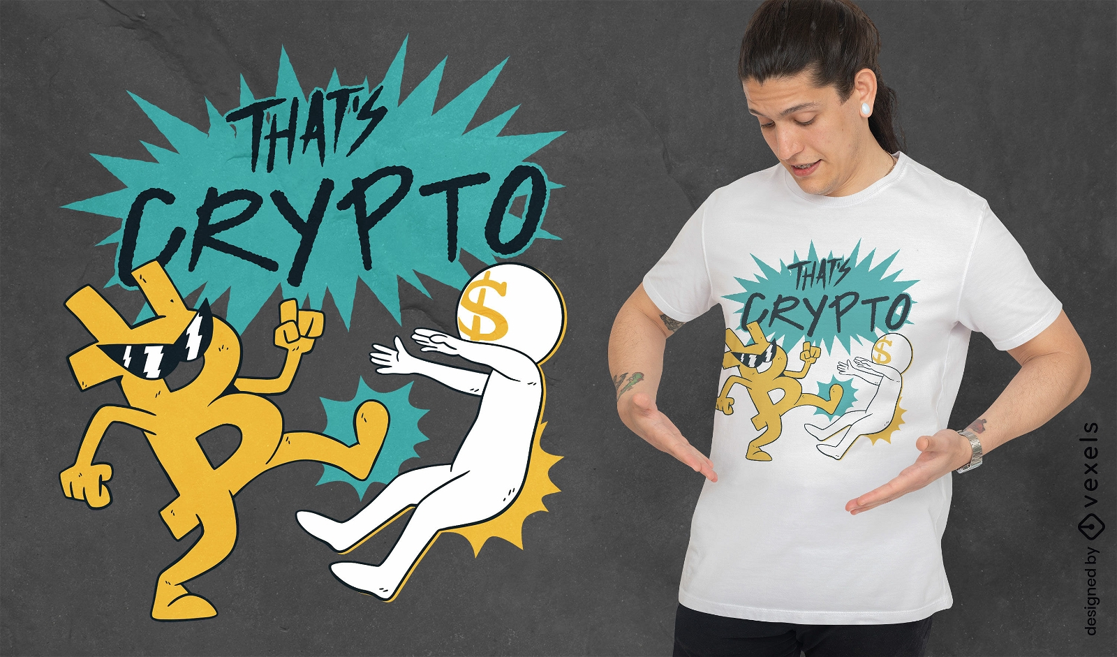 Cryptocurrency character cartoon t-shirt design