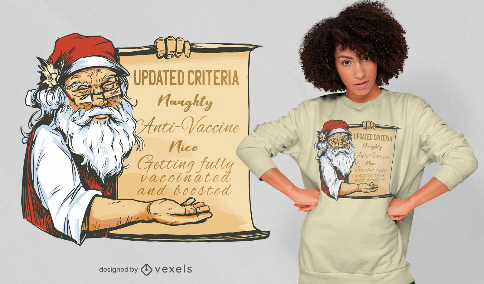 Cooles Pro-Impfstoff Santa T-Shirt Design