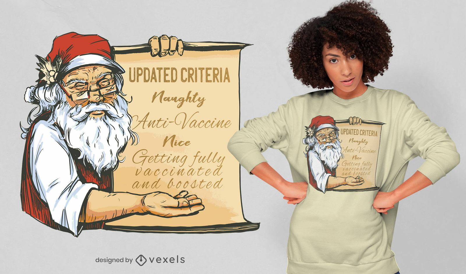 Design legal de camisetas pró-vacina do Papai Noel