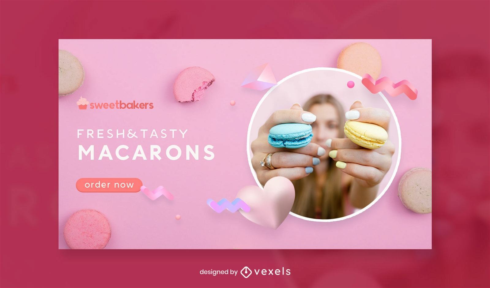 Macarons pink facebook cover template