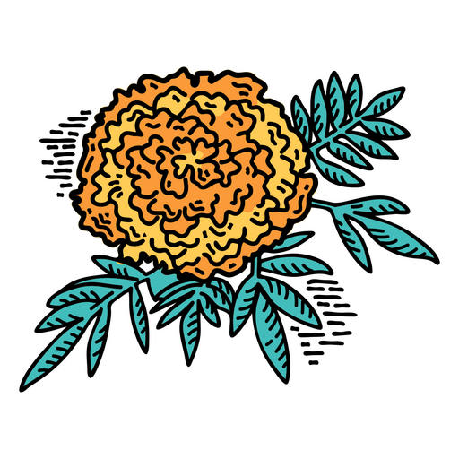 Caléndula amarilla flor típica mexicana Diseño PNG