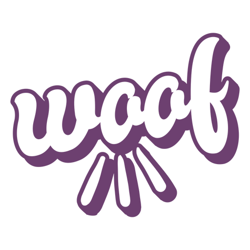 Woof cursive sparkly sign PNG Design