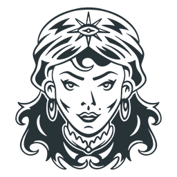 Psychic woman circus caracter head icon PNG Design