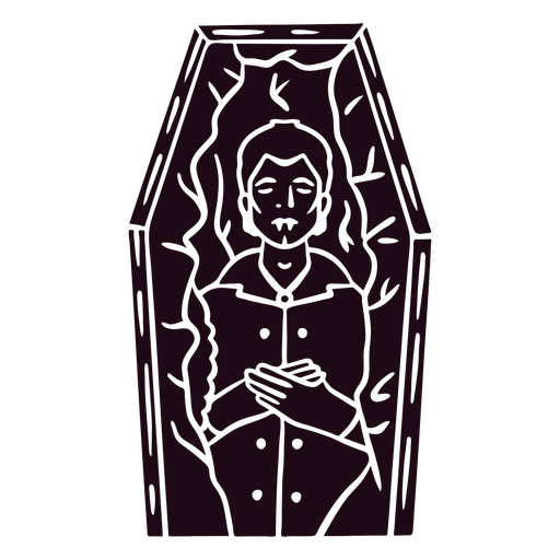 Spooky vampire sleeping in coffin PNG Design
