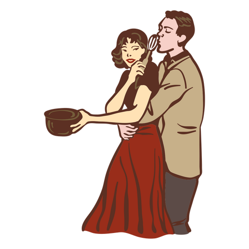 50s couple baking together PNG Design