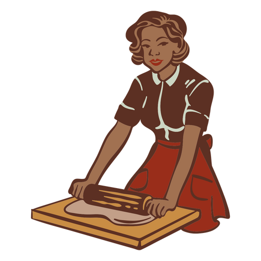 Mujer negra vintage cocinando Diseño PNG