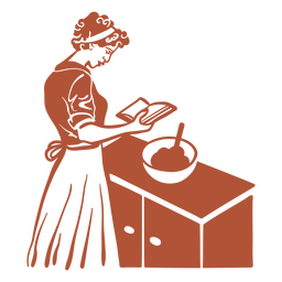 Frau aus den 50er Jahren, die Thanksgiving-Dinner kocht PNG-Design