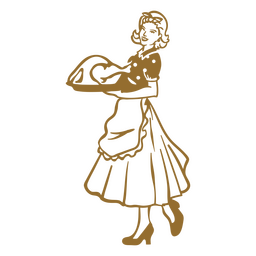 dama de los años 50 cargando pavo de acción de gracias Diseño PNG