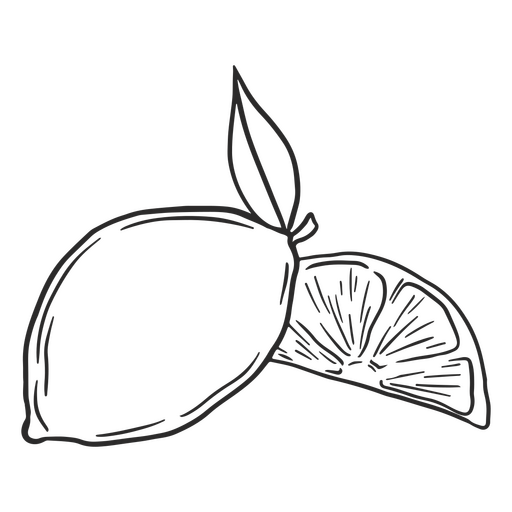 Cut lemon line art icon PNG Design