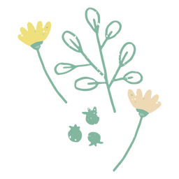 Pastellfarbene Blumen und Pflanzen PNG-Design