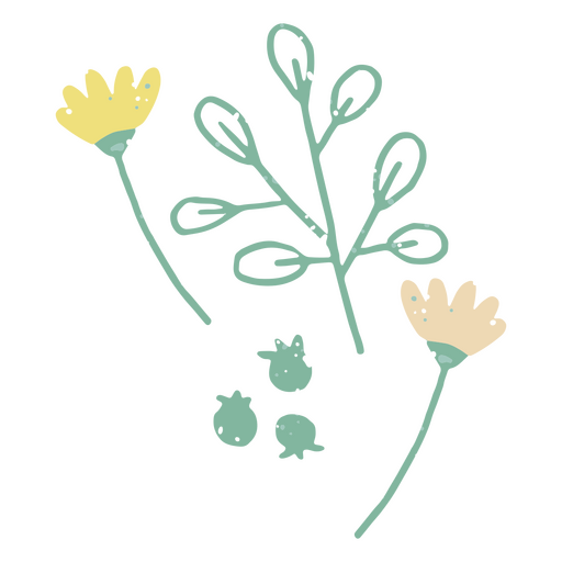 Pastellfarbene Blumen und Pflanzen PNG-Design