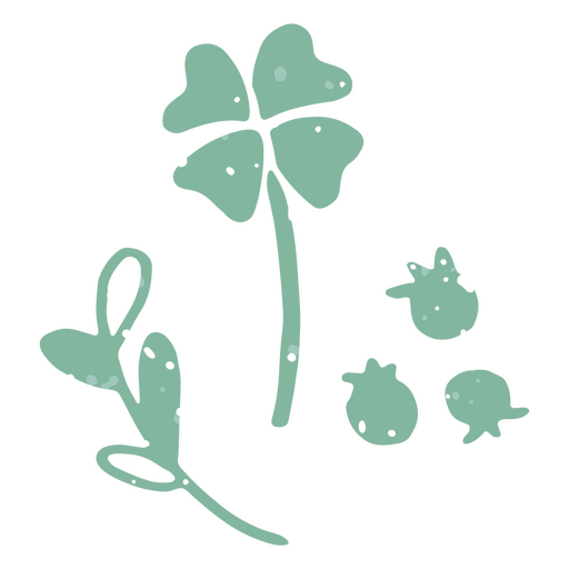 Pastel clover and strawberries silhouette PNG Design