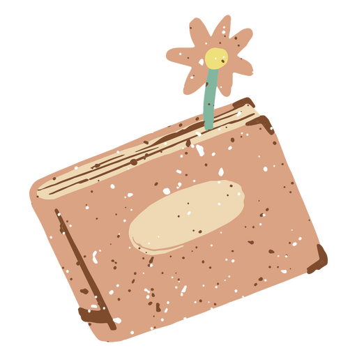 Pastelltagebuch mit einer Blume PNG-Design