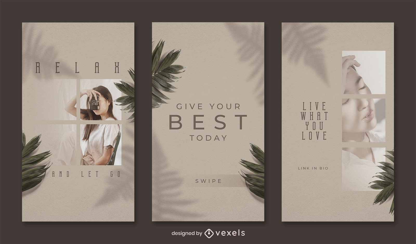 Leaves and shadows vintage instagram story template