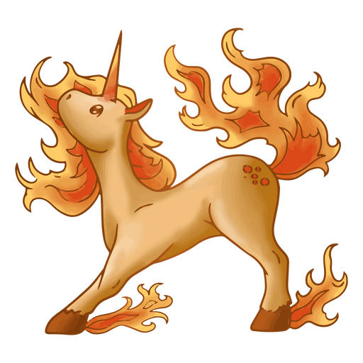 Unicornio de fuego Diseño PNG