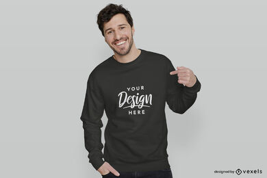 Black sweatshirt man mockup in white background