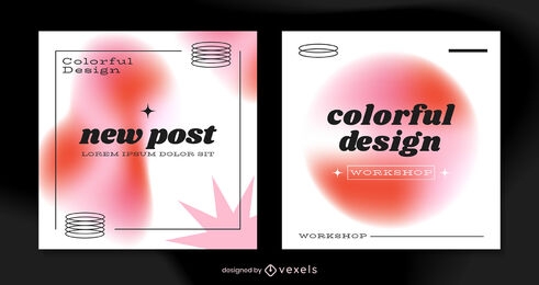 Red tones and white retro instagram post template
