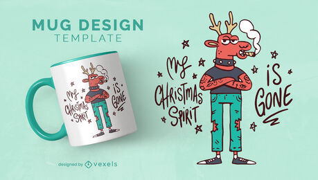 Punk reindeer anti christmas mug design