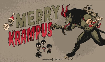 Scary anti christmas krampus illustration