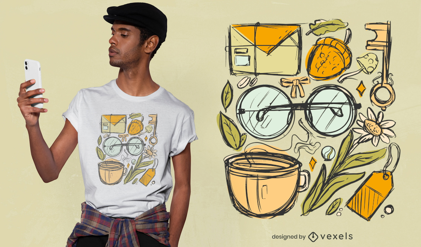 Diseño de camiseta vintage dibujada a mano de Cottagecore