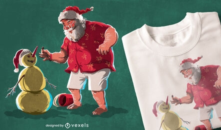 Papai Noel e boneco de neve t-shirt de natal design
