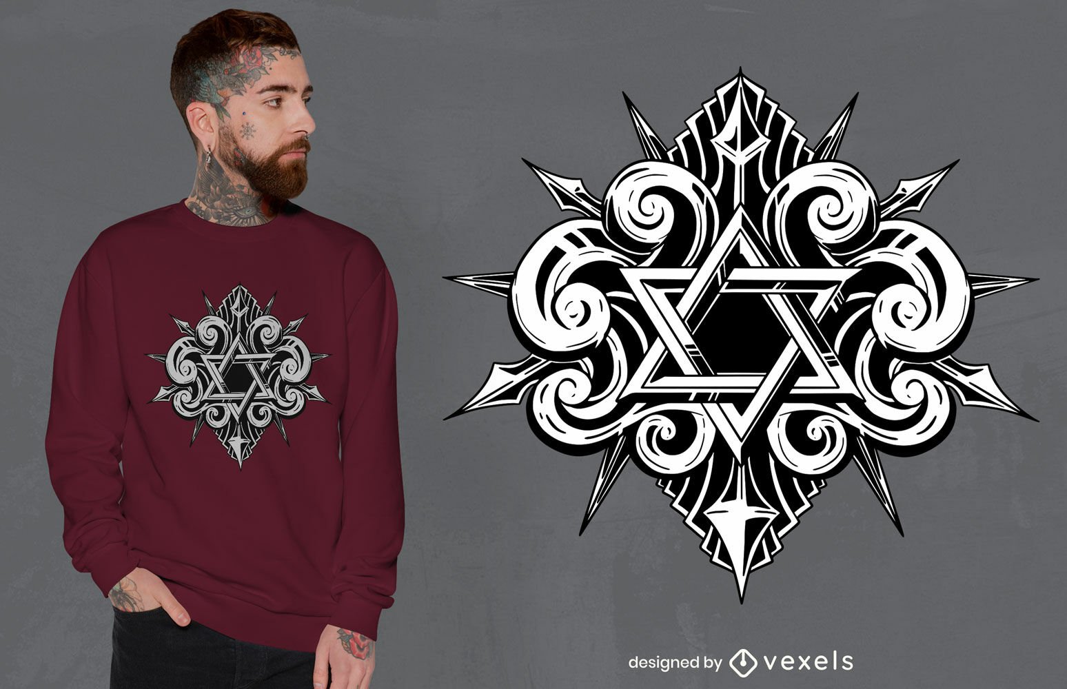 Diseño de camiseta de tatuaje de estrella de david