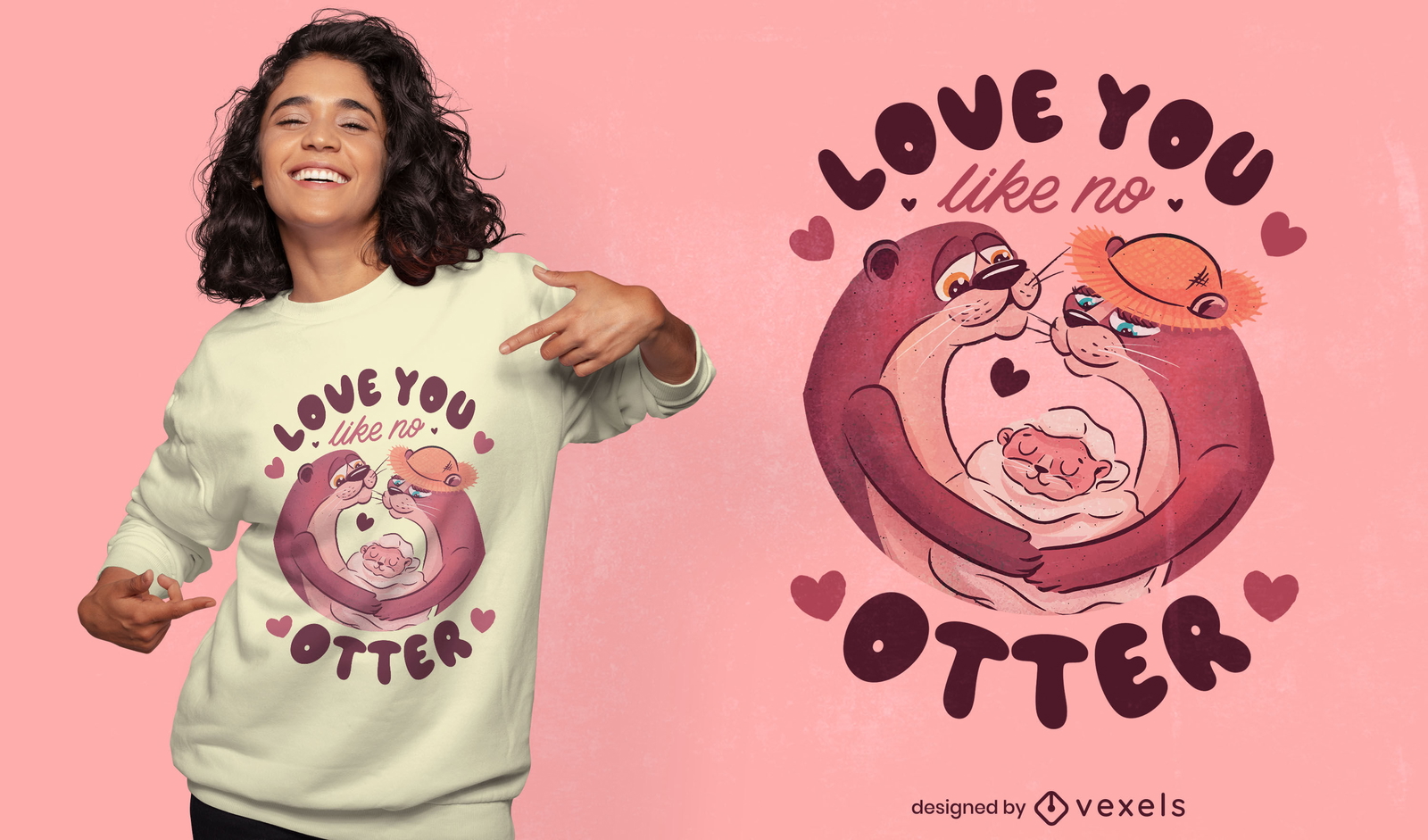 Nutria pareja de animales enamorados diseño de camiseta