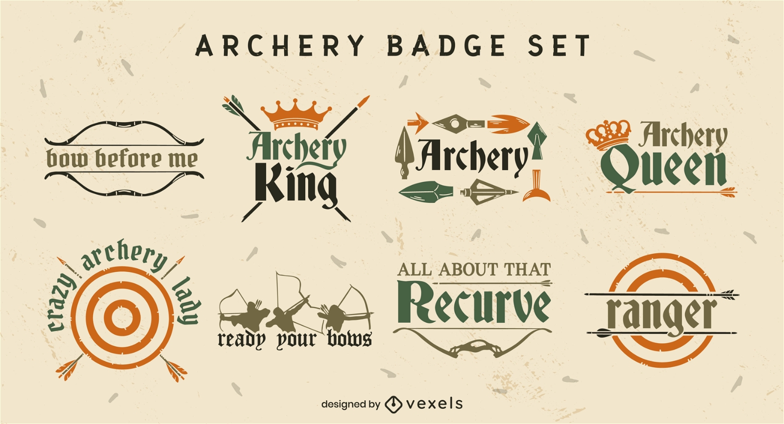 Archery badges flat set
