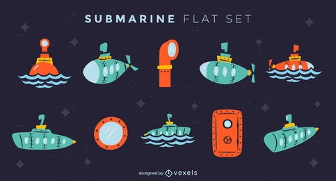 Submarine flat set of elements