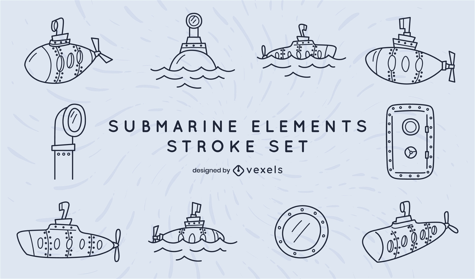Conjunto de elementos de trazo submarino.