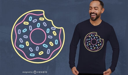 Donut con diseño de camiseta de neón con chispas.
