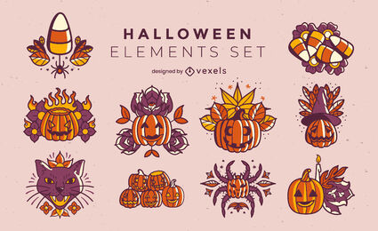 Conjunto de linternas de jack o de vacaciones de halloween