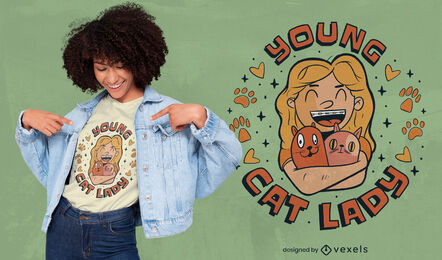 Happy woman and cats t-shirt design