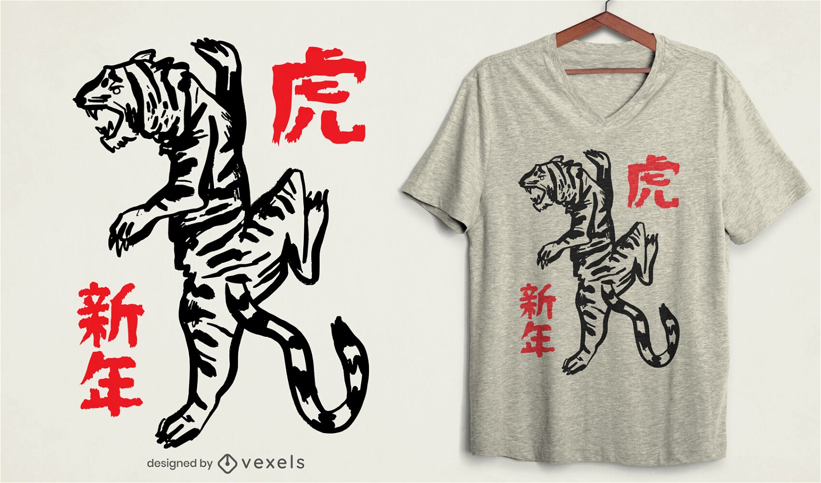 Design de camiseta de tigre de ano novo chinês