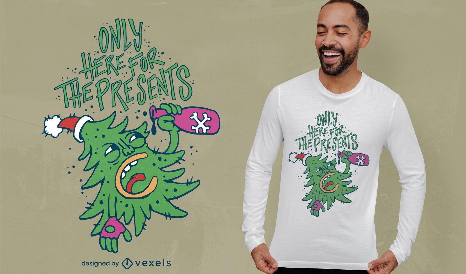 Drunk christmas tree anti christmas t-shirt design