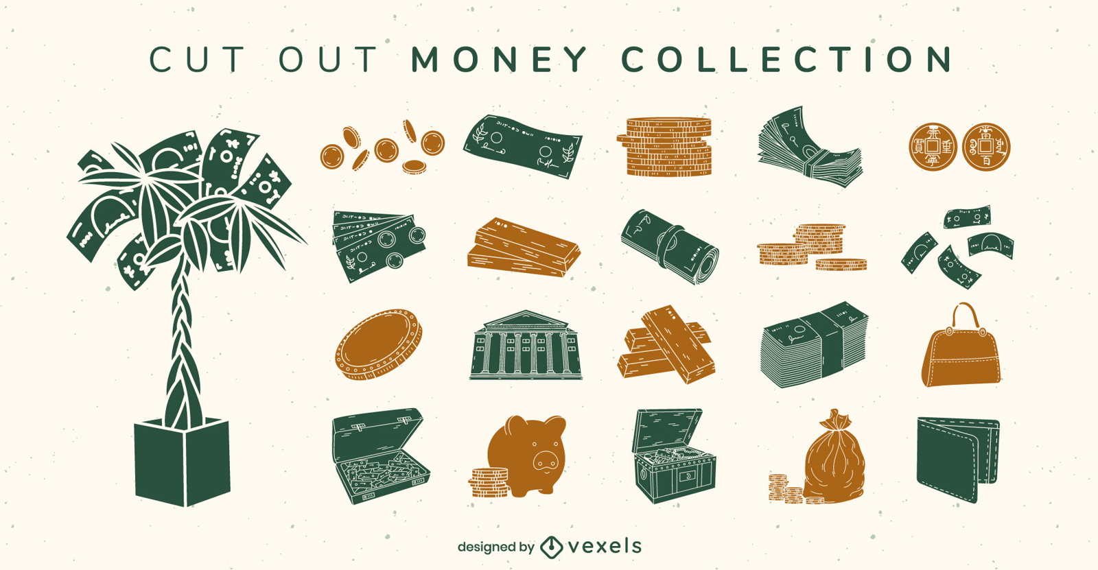 Geld-Set von Gegenständen ausgeschnitten