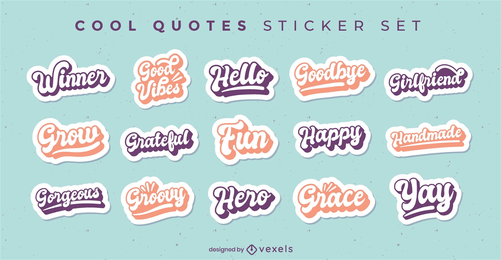 Cool quotes lettering badges set