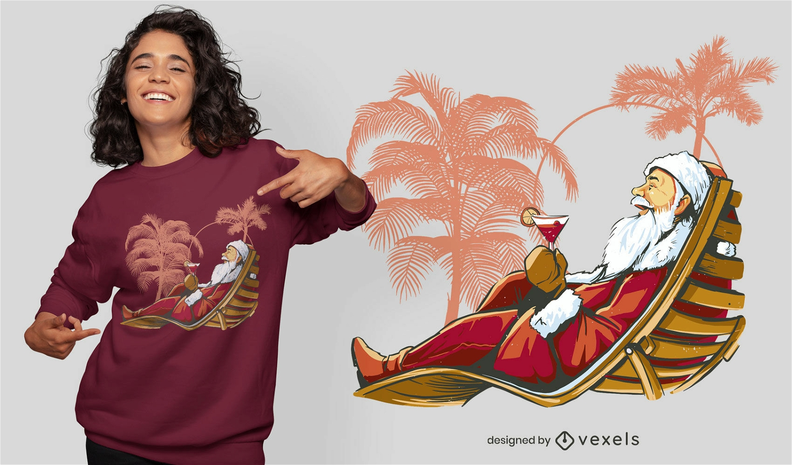 Santa Claus tropisches Weihnachts-T-Shirt-Design